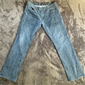 Perry Ellis Jeans Mens 32x30 Dark Wash Slim Fit Denim 5 Pocket Straight Leg